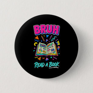 Alter lies ein Buch lustig lesen Bücherwurm Retro  Button