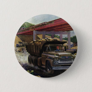 Alter LKW auf einer Baustelle Button