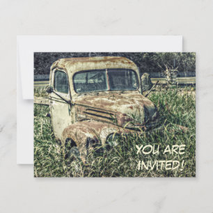 Alter LKW im Gras Personalisierte Party Einladung