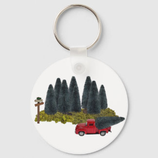 Alter LKW mit Weihnachtsbaum Schlüsselanhänger