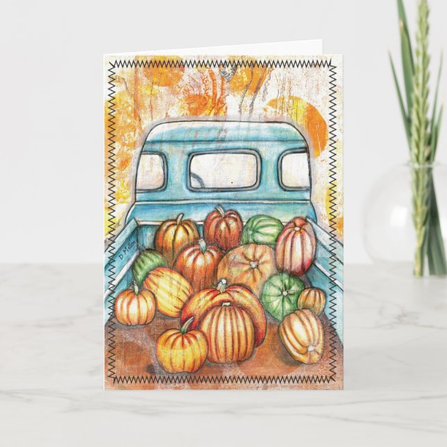 Alter LKW voll Pumpkins Notecard Karte (Vorderseite)