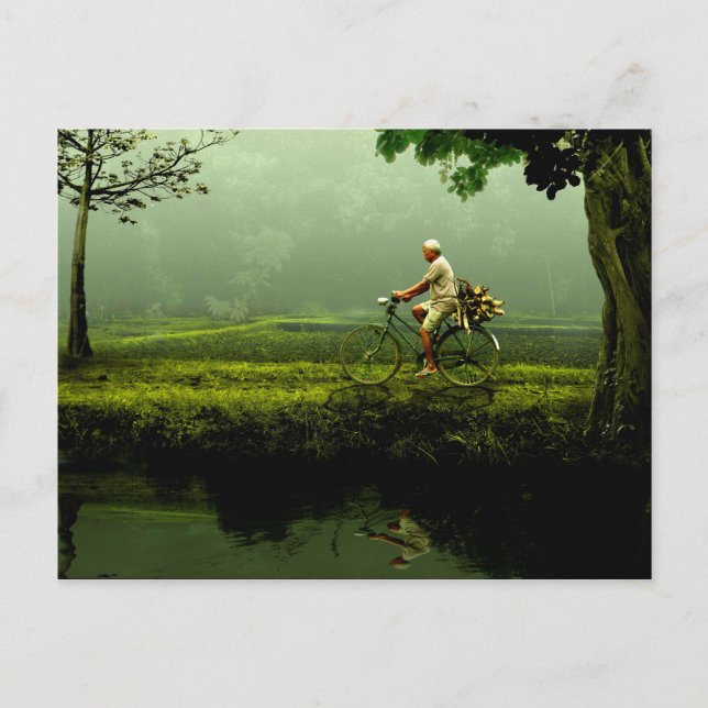 Alter Mann auf dem Fahrrad Postkarte (Vorderseite)