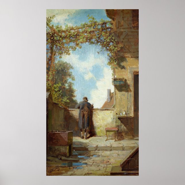 Alter Mann auf der Terrasse Poster (Vorne)