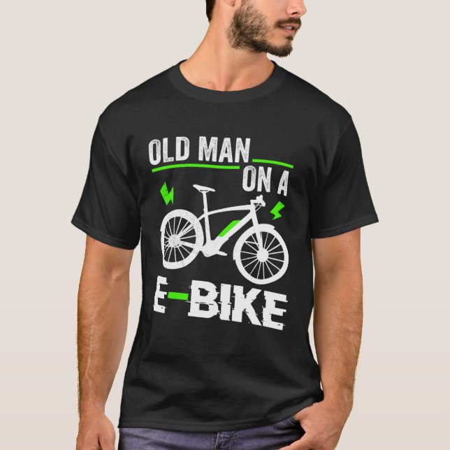 Alter Mann auf einem elektronischen Fahrrad T-Shirt (Vorderseite)