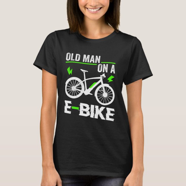 Alter Mann auf einem elektronischen Fahrrad T-Shirt (Vorderseite)