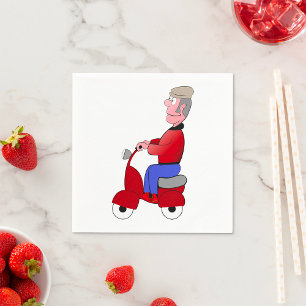 Alter Mann auf einem Scooter-Papier Napkins Serviette