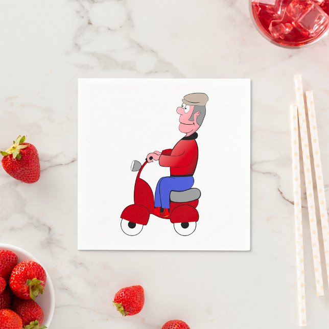 Alter Mann auf einem Scooter-Papier Napkins Serviette (Von Creator hochgeladen)