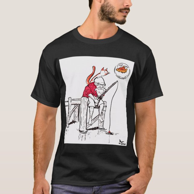Alter Mann beim Angeln T-Shirt (Vorderseite)