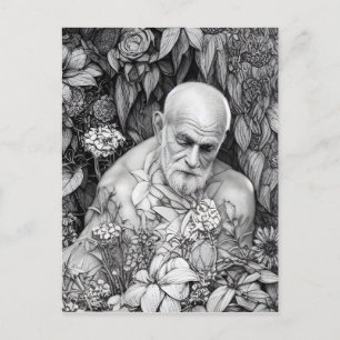 Alter Mann der Pflanzen und Blumen Digitale Kunst Postkarte