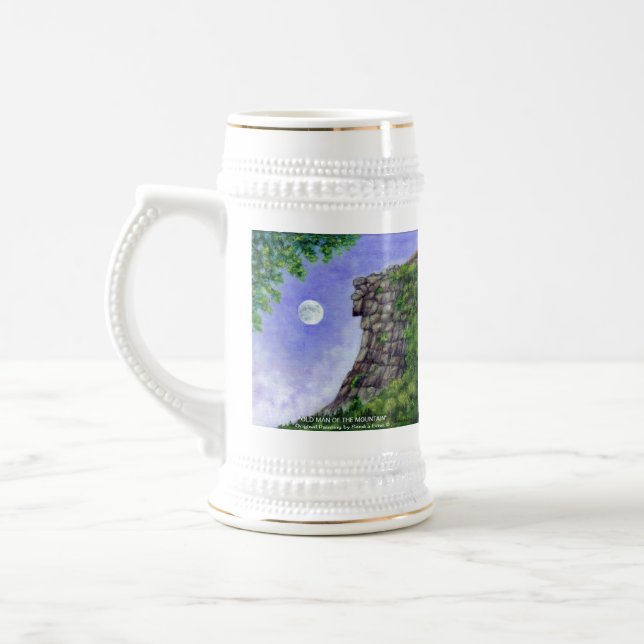 Alter Mann des GebirgsNew Hampshire Stein Bierglas (Links)