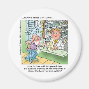 Alter Mann & Die Apotheke Lustige Verspielte Carto Magnet