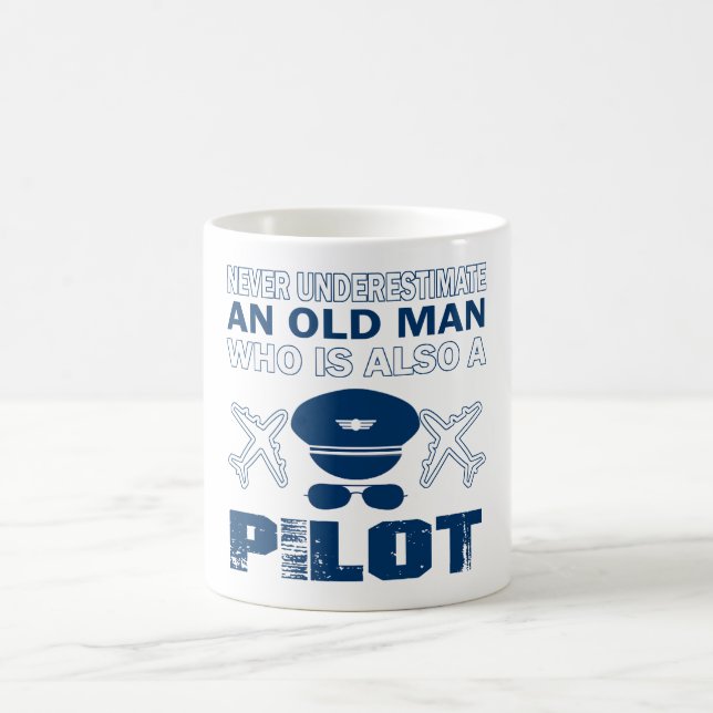 Alter Mann - ein Pilot Kaffeetasse (Mittel)
