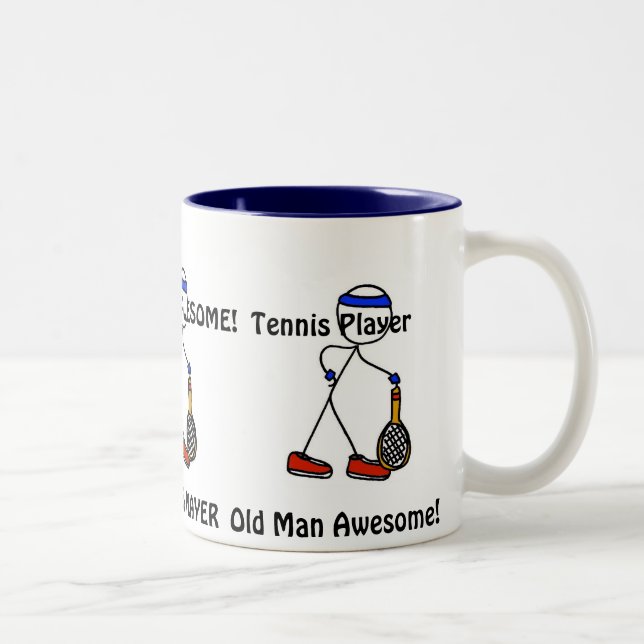 Alter Mann fantastisch! Tennis-Spieler Zweifarbige Tasse (Rechts)
