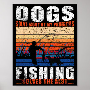 Alter Mann fischt Vater Hunde Poster