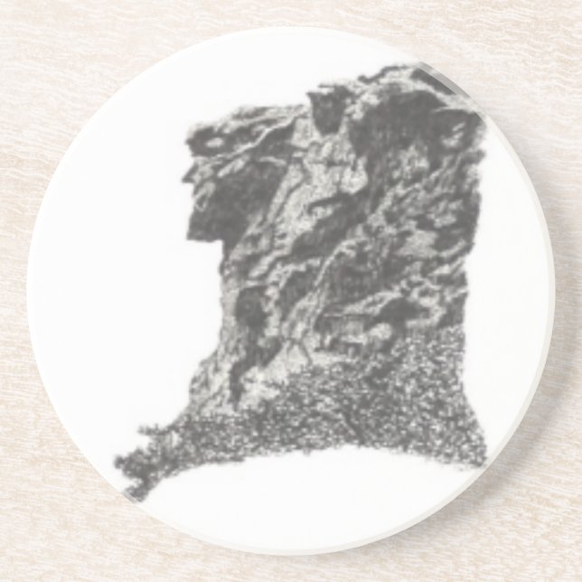 Alter Mann im Berg, NH-Skizze-Untersetzer Sandstein Untersetzer (Vorne)