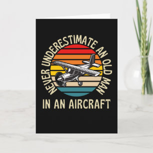 Alter Mann in einem lustigen Flugzeug Karte