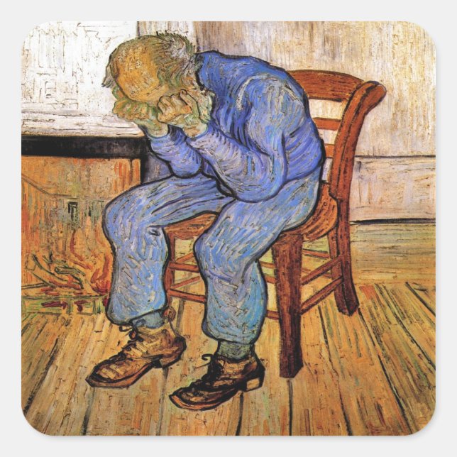 Alter Mann in Sorrow von Vincent van Gogh 1890 Quadratischer Aufkleber (Vorderseite)