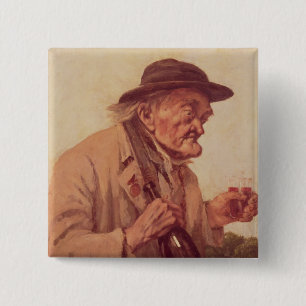 Alter Mann mit einem Glas Wein Button