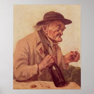 Alter Mann mit einem Glas Wein Poster