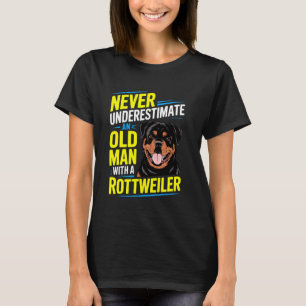 Alter Mann mit einem Rottweiler lustiger Rottie Op T-Shirt