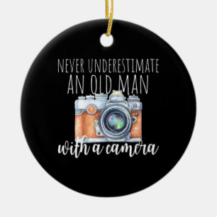Alter Mann mit Kamera Keramik Ornament