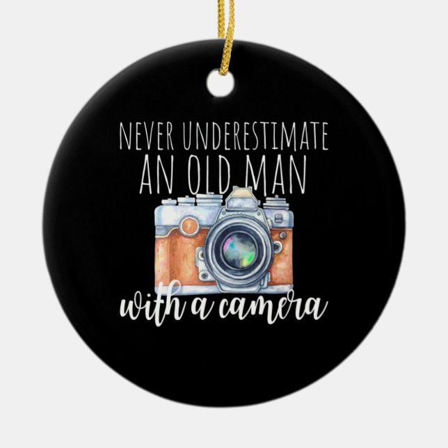 Alter Mann mit Kamera Keramik Ornament (Vorne)