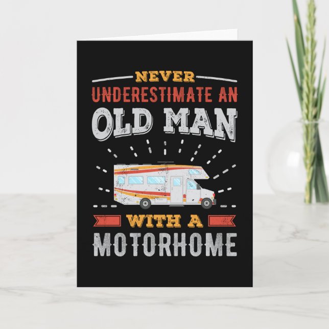 Alter Mann mit Motorhome Retro RV Geschenk Vater Karte (Vorderseite)