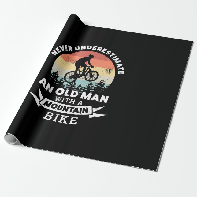 alter Mann mit Mountainbike mtb Geschenkpapier (Ungerollt)