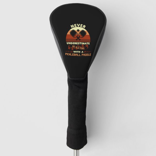 Alter Mann mit Pickleball-Paddel Golf Headcover (Vorderseite)