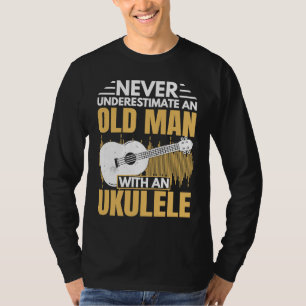 Alter Mann mit Ukulele-Spieler Musik Grafik T-Shirt