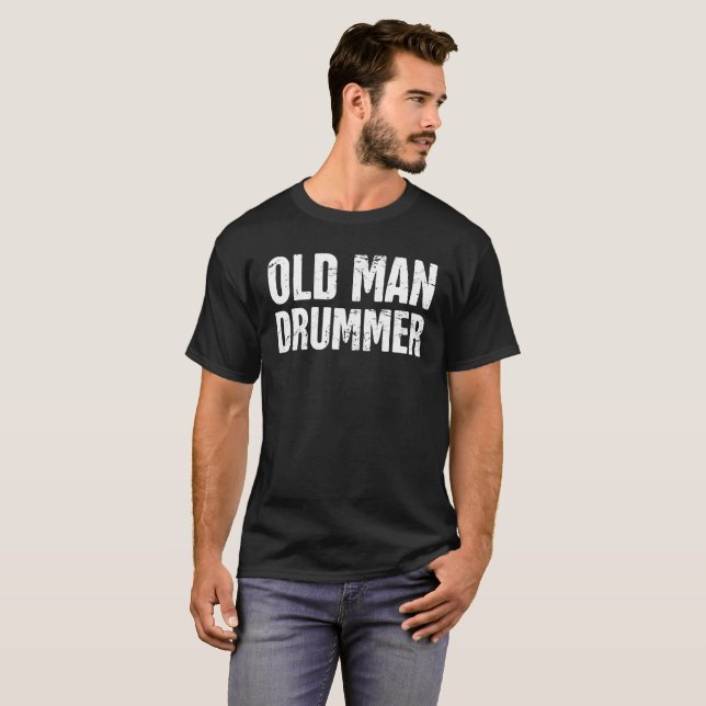 Alter Mann-Schlagzeuger T-Shirt (Vorne ganz)