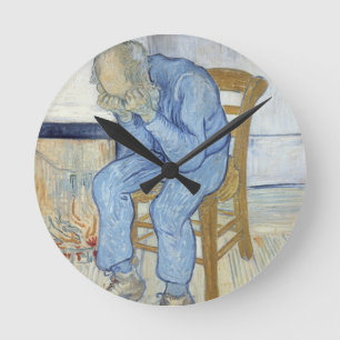 Alter Mann Vincent van Goghs in der Sorge Runde Wanduhr
