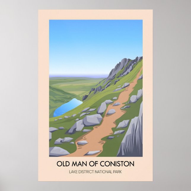 Alter Mann Von Coniston Lake District Reiseplakat Poster (Vorne)