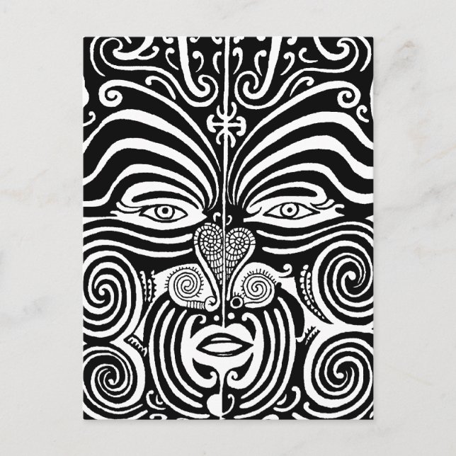 Alter Maori- Moko Stammes- Tätowierungsentwurf Postkarte (Vorderseite)