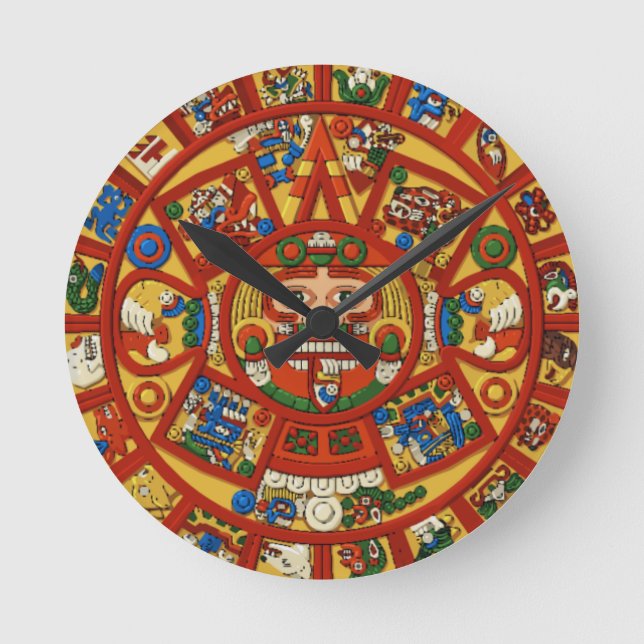 Alter Mayamaya-Azteke-Kalender Runde Wanduhr (Vorderseite)