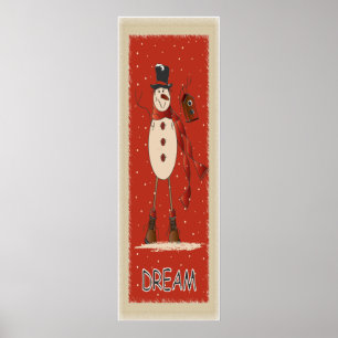 Alter Mode-Traum Snowman  Weihnachten Poster
