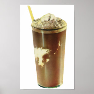 Alter Nachtisch, Schokoladen-Shake und Schlagsahne Poster