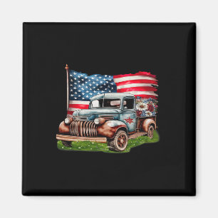 Alter Pickup Truck Amerikanische Flagge 4. Juli Pa Magnet