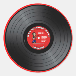 Alter Rocker Typ Vinyl Record Sticker