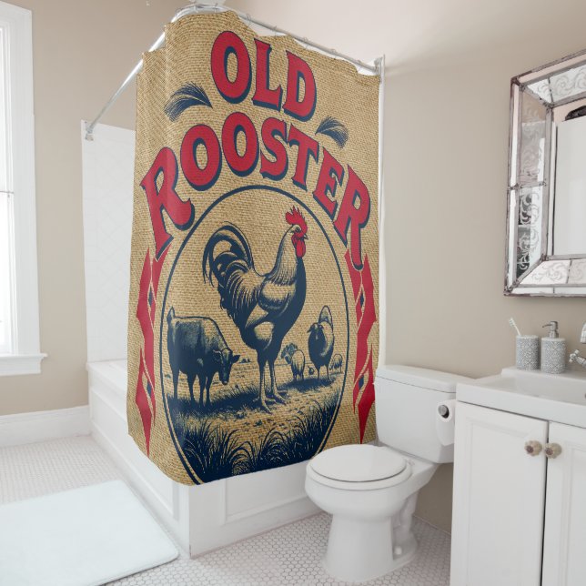 ALTER ROOSTER BURLAP STIL DUSCHVORHANG (Beispiel)