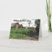 Alter roter Barn & Rusty LKW Vatertagskarte