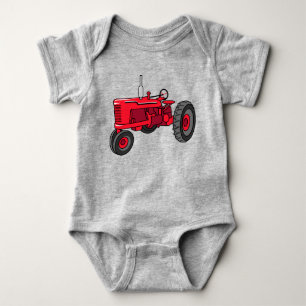 Alter roter Traktor Baby Strampler