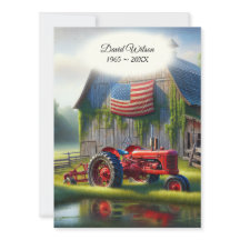 Alter roter Traktor mit amerikanischer Flagge