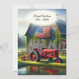 Alter roter Traktor mit amerikanischer Flagge Einladung