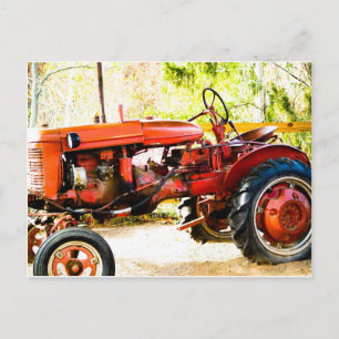 Alter roter Traktor Postkarte