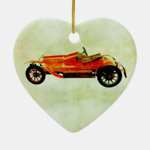 Alter roter Wagen Keramik Ornament