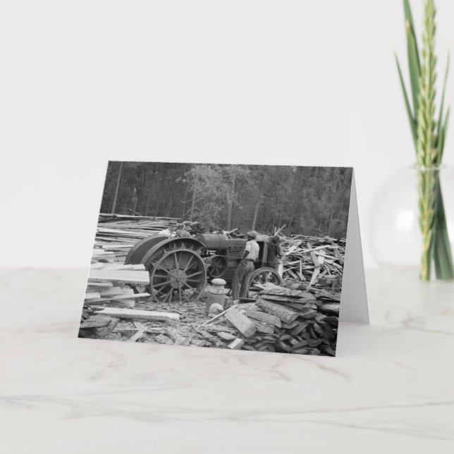 Alter Sägewerk-Traktor, 1935 Karte (Vorderseite)