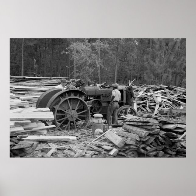 Alter Sägewerk-Traktor, 1935 Poster (Vorne)