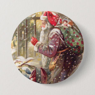 Alter Sankt Nikolaus mit Geschenken im Button