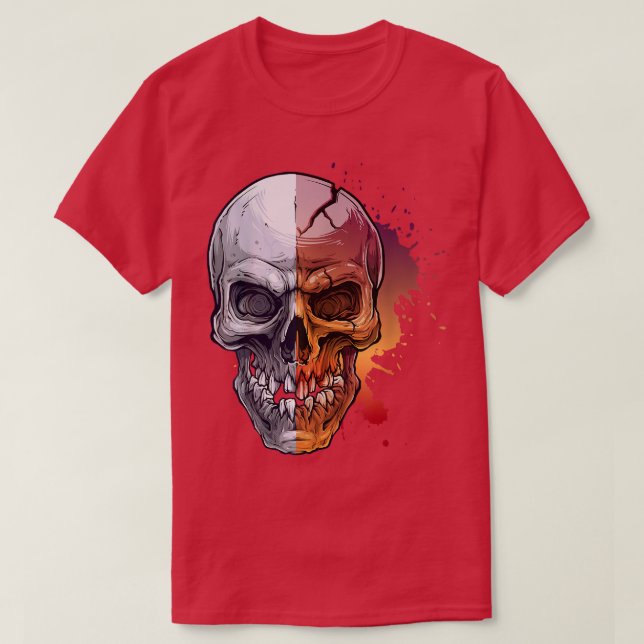Alter Schädel mit Riss Skeletton T - Shirt (Design vorne)